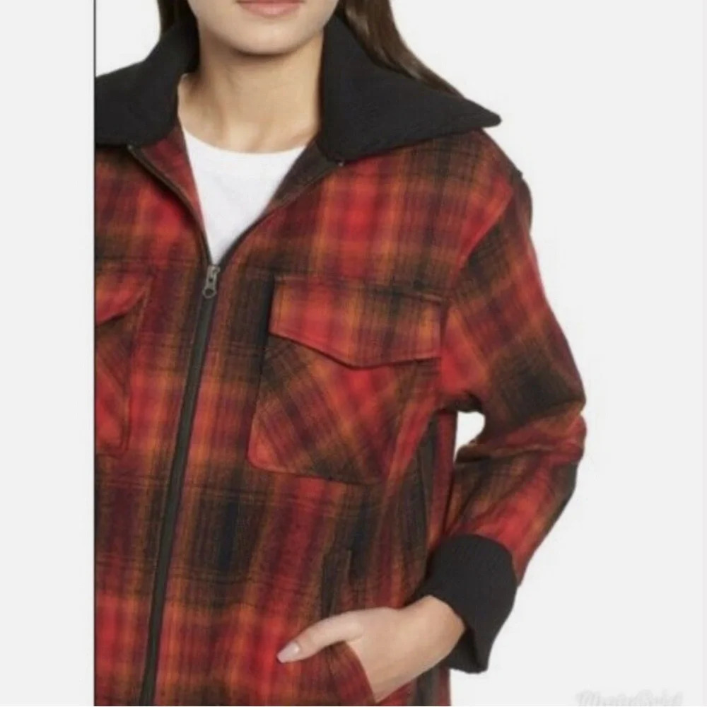 BP. Women's Cotton Plaid Ribbed Sweater Zip Up Jacket 90’s Y2K Style Size Medium